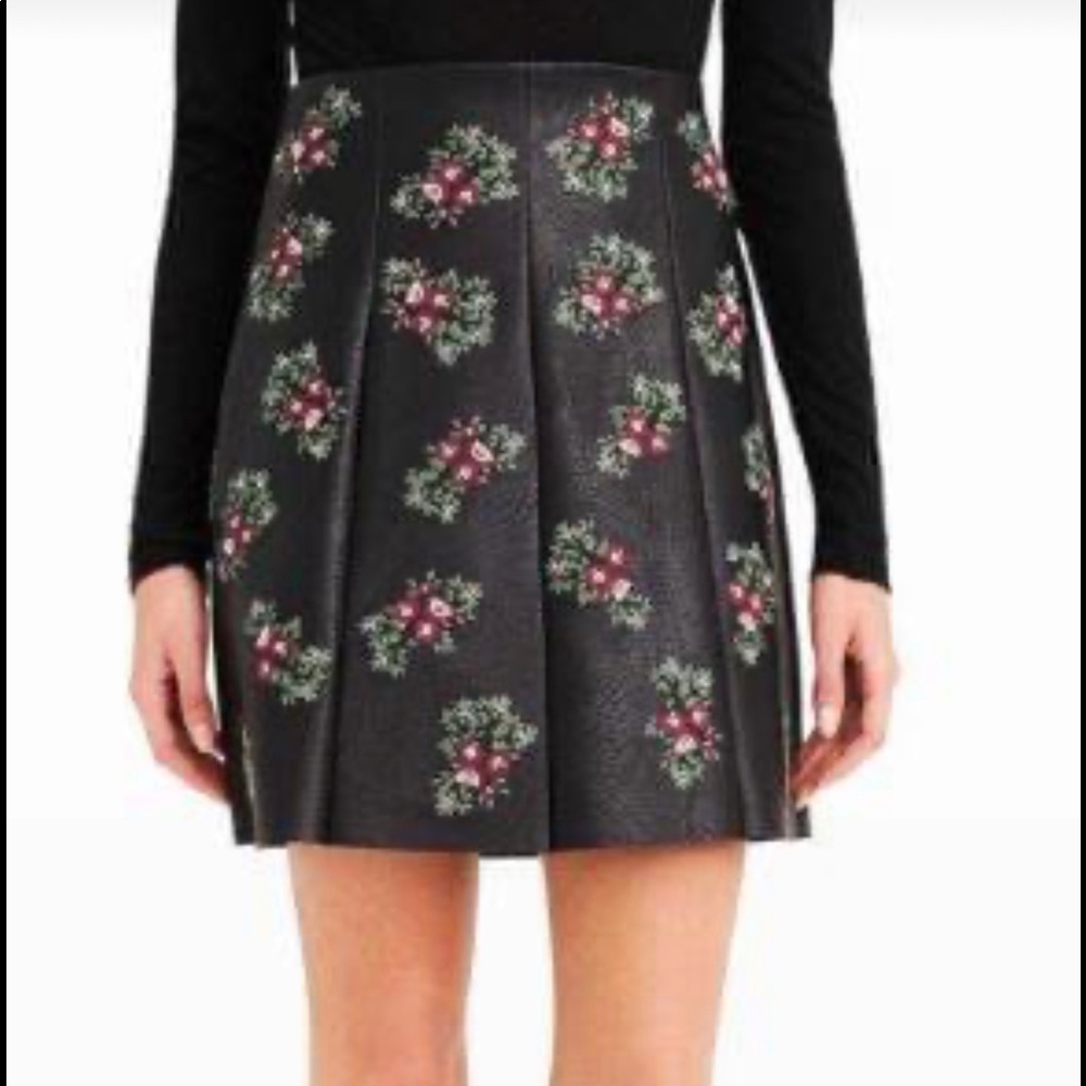 Club Monaco Leather Embroidered Skirt (size 2)